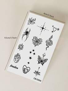 Semi Permanent Tattoo Stickers, Simple Mini Finger Style, Butterfly, Bee, Swallow, Star, Moon, Flower And Grass Patterns, Natural Plant Ingredients, Temporary Fake Tattoos Suitable For Finger, Ear, Shoulder, Neck, Collarbone DIY, Daily Party, Holiday Gift, Body Decoration, 1-2 Weeks, Non Fading, Non Reflective, Waterproof, Realistic Tattoo Stickers
