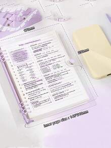 120页A5透明软皮活页笔记本，带易撕线，可拆卸螺旋装订，防水设计，适合日常办公使用 | 简约笔记本 | 防水笔记本 - 彩色 - 查看 4