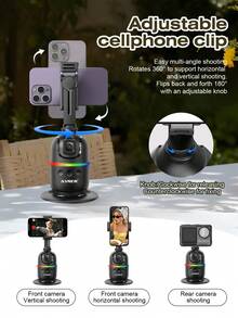 AXNEN 畅销产品!AI智能手机云台稳定器,具备人脸和手势识别功能 - 360°旋转自拍杆,配备多色补光灯和可拆卸蓝牙遥控器 - 完美适用于直播、会议、自拍、摄影、视频录制和节日活动 - 彩色 - 查看 4