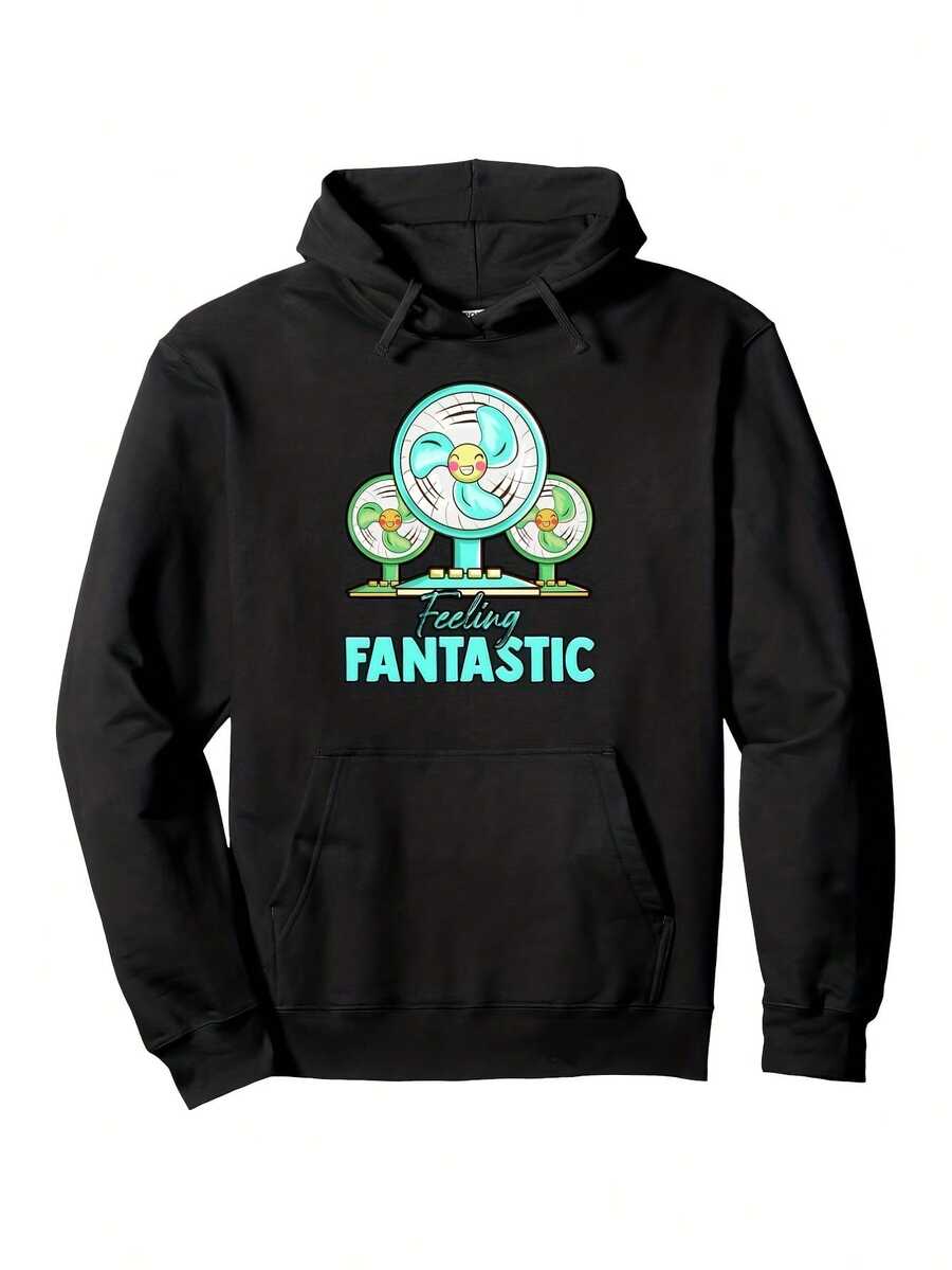Men-S Feeling Fantastic Positive Affirmations Hoodie - Retro Graphic Pullover Sweatshirt With Adjustable Hood, Regular Fit, Hine Washable - Motivational Everyday And Special Occasi_614 - Đen 6 - Xem 1