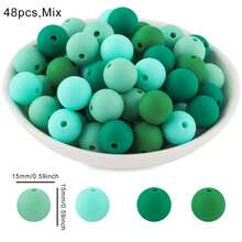 48颗/套，12毫米/15毫米，4种颜色混合硅胶珠，适用于制作手工DIY手链、项链、钢笔、装饰品、手工工艺品配件 - 彩色 - 查看 25