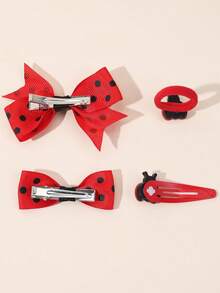 8 szt./zestaw gumek do włosów z kokardką w kształcie biedronki dla dziewczynek, kokardy z grosgrainu w kształcie jaskółczego ogona, ozdobna opaska na głowę z biedronką, urocze akcesoria do włosów dla dziewczynek, nastolatki, prezenty na lato, codziennie