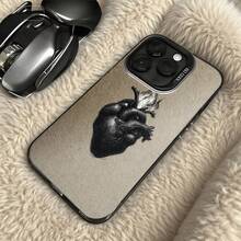 Funda de Teléfono Diseño de Corazón Anatómico Gris Para Modelos de  y  Adecuada para Todas las Estaciones Opción de Regalo Ideal - Negro - Ver 5