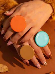 3 buah/Set Cincin Resin Berwarna-warni Geometris Elegan, Mewah, Berkilau, Unik, Halus, Kreatif, Indah, Serbaguna, Kelas Atas, Cocok untuk Pemakaian Sehari-hari Wanita, Festival, dan Pesta - MultiWarna - View 2