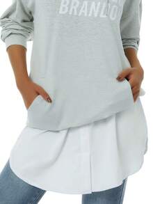 Women's Adjustable Layering Fake Tops Button Down Half-Length Slips Lower Sweep Shirt Splitting Hem Undershirt - 白色 - 查看 4