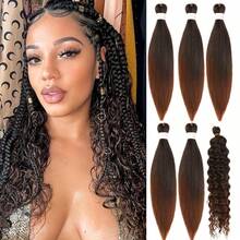 Braiding Hair Pre Stretched Brown Boho Braiding Hair 6Packs/Lot 26 Inch Curly Deep Wave Hair Ez Extensions Braid Hairs - Multicolor - View 15