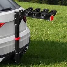 4 Bike Carrier Rack Tow Bar Bikes Boot Rear Racks Car Hitch Trunk Bicycle Carriers Automotive Sports Transporting Road Bicycles Caravan Organizers And Storage Foldable Heavy Duty Steel Black - Black - View 3