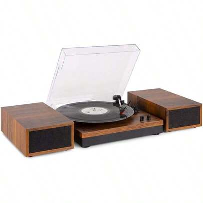 RP165 Record Player Lightwood With Bluetooth Connectivity Built In Stereo Speakers Belt Driven Turntable RCA Output