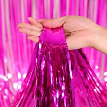 ستارة مطر وردية 1 قطعة، ديكور خلفية الحفلات، ديكورات التخرج، شرابات، عيد الميلاد، الزفاف، ديكور ذكرى عيد ميلاد المرأة العزباء، ستائر حرير المطر للبالغين، خلفية حفلة عيد الميلاد، ستائر جدارية من الألمنيوم اللامع مع شرابات