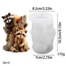 1pc Cat, Raccoon, Squirrel, Lizard Shaped Craft Candle Silicone Mold - White - View 12