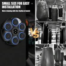 Music Boxing Machine, Musical Boxing Machine With LED Lights, 1 Pair Boxing Gloves, 9 Modes&18 Speed Punching, Support Bluetooth, Automatic Counting, Wall Mounted, Smart Music Punch Machine For Adults - Black - View 8