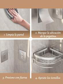 Kệ đựng đồ treo tường hình tam giác không cần khoan lỗ, bằng nhôm, thích hợp cho phòng tắm, bàn trang điểm, đồ dùng vệ sinh cá nhân, mỹ phẩm, phụ kiện phòng tắm không để lại dấu vết. - Nhiều màu - Xem 7