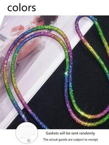 Luxury Fully Rhinestoned Long Lanyard Necklace, High-End Rhinestone Crossbody Wrist Strap Detachable Clip Universal Phone Charm Compatible With Android And Most Smartphone,Gifts For Mother, Family, Friends, Kids, Birthday, Holiday Phone Chain - Multicolor - View 8
