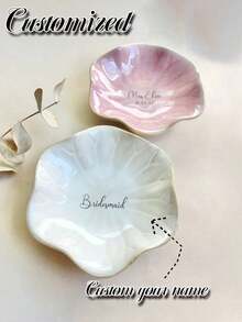 定制姓名戒指托盘，个性化姓名字母花卉装饰托盘，定制戒指托盘，定制首饰托盘，结婚戒指架，送给她的订婚礼物，结婚礼物，伴娘礼物，新娘送礼会礼物，返校礼物，家居装饰，装饰您的家，纪念品，可重复使用，可爱，高品质 - 彩色 - 查看 5