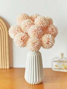 4pcs/8pcs/10pcs Artificial Chrysanthemum Ball Flowers Dandelion Hydrangea Arrangement,Romantic Artificial Flowers Silk Ball Chrysanthemum Fake Plants,Chrysanthemum Bouquet Present For Friends Bridal Wedding Bouquet Decor - Baby Pink - View 9