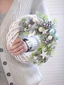 1入手工編織柳條花環,節日門飾花藝工藝品,非常適用於聖誕、婚禮、母親節、感恩節、情人節、教師節等節日手工禮品