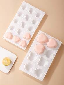 1个装 8/15/35/42孔心形硅胶蛋糕模具，情人节心形慕斯蛋糕模具，结婚纪念日蛋糕装饰，心形法式甜点果冻布丁烘焙模具，厨房烘焙工具 - 白色 - 查看 7