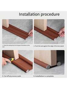 1pc Door Seal Strip, Foam Leather Draft Stopper, Door Bottom Insulation Weatherstrip, Non-Adhesive Door Bottom Seal - Multicolor - View 2