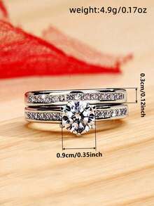2 pièces/set Bague en cubic zirconia cubique glamour pour femmes, cadeau de la Saint-Valentin, bijoux pour anniversaire de mariage et fête - 1# - Voir 6