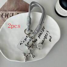 1pc/2pcs Dice Balloon Dog Phone Lanyard Wristband, Cute Phone Strap With Rope, Phone Charm Strap, Suitable For Universal Phone Cases DIY Detachable Pad, Unisex Portable Anti-Lost Anti-Drop Wrist Strap, Keychain - Multicolor - View 9