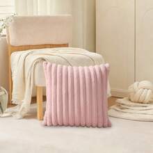 1pc Pink Plush Pillowcase, Square Cushion Cover, Holiday Home Pillow Decor, Soft And Comfortable Fluffy Fabric, Modern Sofa Decoration, Suitable For Home, Bedroom, Dorm Use - Pink - View 12