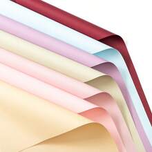 20 tờ/gói Giấy gói hoa màu trơn chống thấm nước, Giấy gói hoa hoàn thiện mờ - Hồng - Xem 5