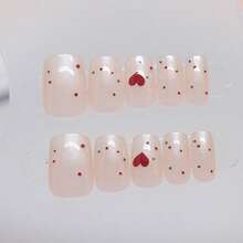 French Short Press On Nails For Women - 4 Box 96 Pcs Christmas Holiday Fake Nails Kit, Square Medium Length False Nails With Designs.Women Cute Pink Colos Nails,Valentine's Day Nails With Jelly Glue And Nail File, Multi Color Easy Wearing Nails For Daily, Work, Party - 粉紅色174 - 查看 4