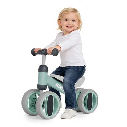 Bicicleta de equilibrio para bebé, cuatro ruedas sin pedales, andador, juguetes para bebés y niños pequeños (niños y niñas), regalo de cumpleaños para niños de un año, primera experiencia de conducción, sin batería, regalos de Navidad y Halloween.