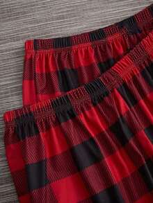 Women's Plaid Pajama Set Bridallingerie - 紅色 - 查看 4