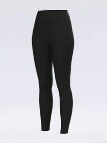 1pc Women's High Waist Tight Slimming Equestrian Pants With Pockets, Skinny Yoga Riding Pants, Women's Sports Equestrian Outfit, High Waist Lifting Fitted Riding Pants, Silicone Grip Equestrian Pants, Full Seat Silicone Quick-Dry Riding Pants, Anti-Slip Durable, High Elasticity Breathable, Suitable For Horseback Riding, Exercise, Cycling, Equestrian, Outdoor Sports, Archery, Professional Competition, Sports, Training - Black - View 6