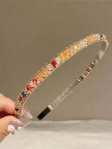 6pcs Elegant Multi-Color Crystal & Rhinestone Embellished Hair Hoop, Suitable For Gifts And Daily Wear Headband Beauty Home Hair Accessories Hairband - Multicolor - View 8