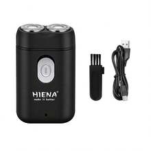 HIENA 1pc Men's Electric Shaver, Smooth And Smooth Rotating Shaving, USB Lithium Battery Charging, Mini Body For Easy Work And Travel, Accompanying You In Every Daily Life - Black - View 2