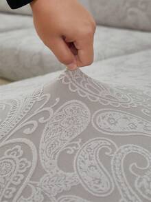 Jacquard Weave Slipcover Stretch Material Sofa Seater Cushion Cover Solid Color Sofa Cover - Light Grey - View 9