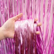1入組派對背景金屬箔流蘇金屬絲窗簾成人兒童生日派對婚禮裝飾嬰兒淋浴用品