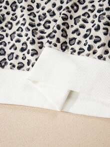 Acelitt Hanorac casual cu imprimeu leopard și rever cu fermoar pe un sfert pentru femei, la modă de iarnă - Multicolor - Vizualizare 7