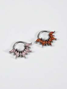 1件装 Cz 鱼骨鼻中隔环不锈钢马眼形 Cz 耳骨环水滴耳廓耳骨穿刺耳环 - 如圖 - 查看 8