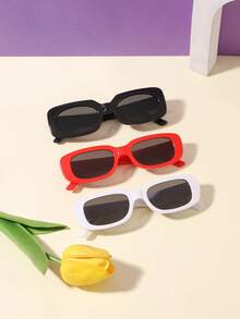 3 Pairs Acrylic Square Sunglasses For Men, Women And Older Kids, Fashionable Outdoor Travel Eyewear For Summer - Multicolor - View 6