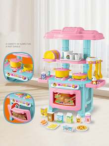 儿童烹饪游戏厨房玩具：仿真食物和游戏配件，适合男孩和女孩的厨房玩具套装，幼儿烹饪游戏玩具，包括锅碗瓢盆。