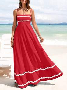 PRETTYGARDEN Women's Summer Flowy Maxi Dress Vestidos Casual Sleeveless Strap Ruffle Wedding Guest Graduation Beach Party Travel Vacation Long White Dresses - 酒紅色 - 查看 5