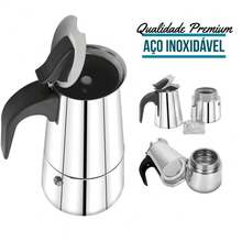 Italian Coffee Maker, 4 Cups, Espresso And Moka, Stainless Steel - Bạc - Xem 5