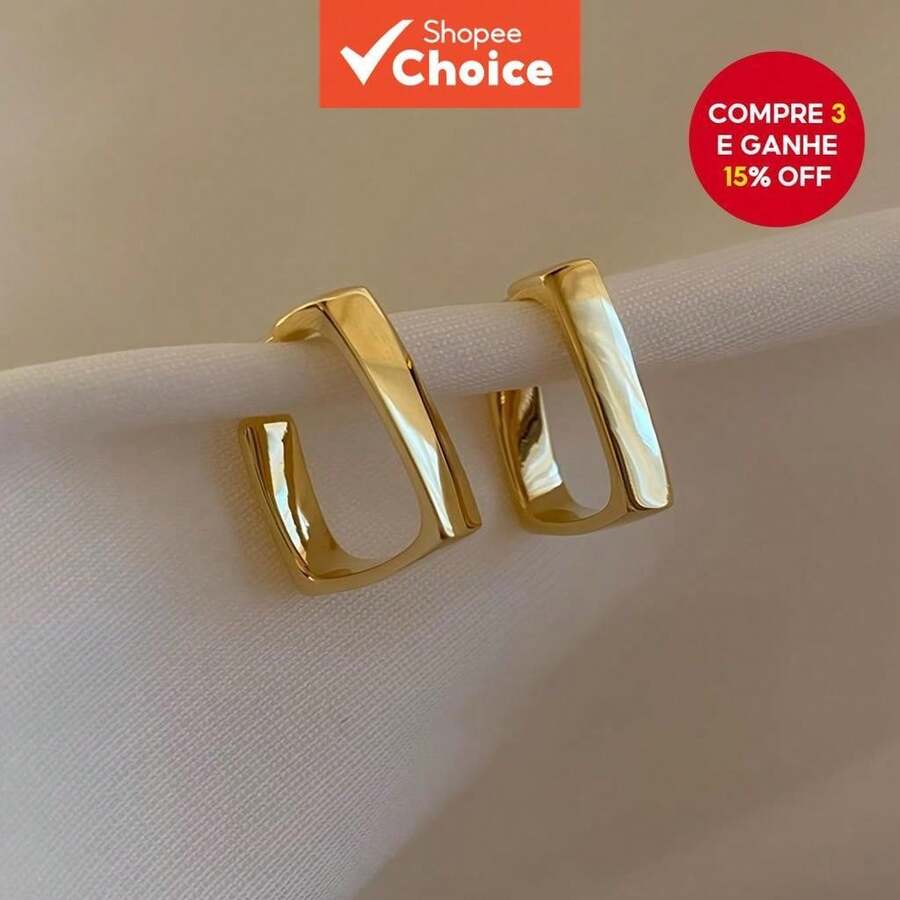 Minimalist Geometric Hoop Earrings For Elegant Women, French Style, Vintage Fashion Jewelry - 彩色 - 查看 1