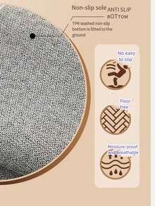 1pc Vintage Floral Pattern Printed Round Rug/Carpet, Faux Wool Material, Low Pile, Foldable & Machine Washable, Suitable For Bedroom, Living Room, Study, And More Scenes - Multicolor - View 11