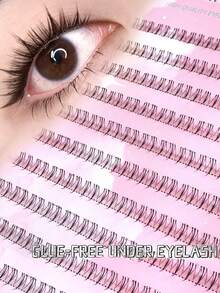 Lvcheryl 80/120片装自粘式假睫毛，无需胶水，打造自然妆效，适合日常及特殊场合，新手友好型DIY睫毛，易于佩戴，质地柔软，假睫毛，睫毛，簇状假睫毛，化妆 - 黑色 - 查看 5