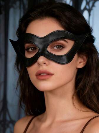 Pu Leather Head Hood Mask Open Eye Mouth With Erotic Couple Flirting Toys