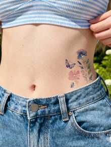 STARTTOOS Sparkling Butterfly Tattoo Sticker, Gradient Butterfly Flower Pattern, Temporary Fake Tattoo Sticker Suitable For Fingers, Ears, Shoulders, Neck, Collarbone DIY, Daily Party, Festival Gift, Body Waterproof, Realistic Tattoo Sticker - Multicolor - View 7