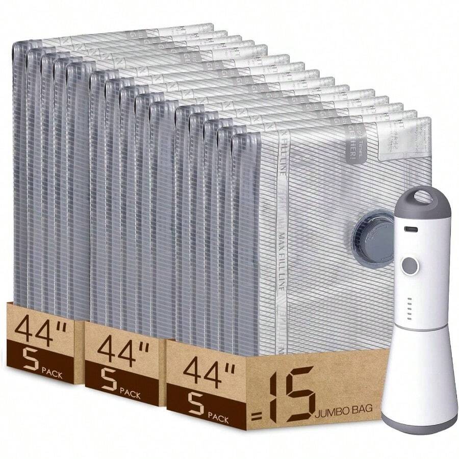 9 Packs Rechargeable Pump Vacuum Bags Travel Packing, Carry - On Size Vacuum Seal Bags Luggage And Suitcase Compression, Space Saver Clothes And Clothing Organization - 15 超大尺寸 - 查看 1