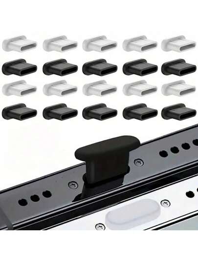 C-typ laddningsport dammplugg - USB-C telefon- och surfplatteskydd, svartvitt tvåfärgat dammskydd, mjukt och flexibelt täckskikt för dammskydd, reptålig, kompatibel med smartphones, kameror, e-läsare, reptålig kontakt, enhetsskydd, tät passform, minimalistisk design, långvarigt skydd, slät yta, portskydd, småverktygsvård, tekniska tillbehör, vår- och sommarval, brudtärnepresenter, rum, sovrumsinredning, sovrumsinredning, strand, resor, för män, för kvinnor, semester