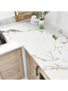 1 Roll Of Glossy White/Pink Marble Contact Paper, Suitable For Countertop Granite Wallpaper, Marble Is Peeled And Pasted Wallpaper, Self-Adhesive Removable Kitchen Wallpaper, Waterproof And Easy-To-Clean Vinyl Film Roll, Home Decoration