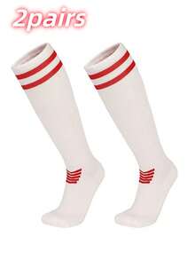 1双男士长款足球袜，专业成人加厚毛圈缓冲过膝透气运动袜，适合日常运动穿着，秋季款 - 彩色 - 查看 38