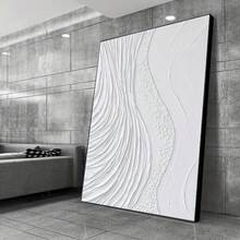 1pc Frameless Modern Abstract White 2D Flat Textured Canvas Art, Unframed Wall Art Pictures For Living Room And Bedroom, Home Decor